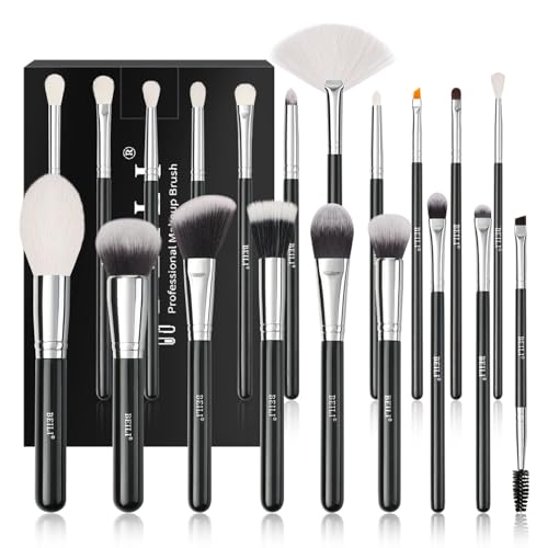 BEILI Pinceaux Maquillage 20PC Kit Pinceau Maquillage Professionnel Poils Chèvre Naturels Synthétiques de Qualité Supérieure pour Fond de Teint,Poudre,Anti-cernes,Ombres à Paupières,Sourcils,Eyeliner