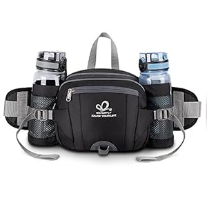 WATERFLY Gürteltasche mit Flaschenhalter, Gurt Verstellt Bauchtasche Hundetraining Handyfach Wasserdicht Hüfttasche für Wandern Reise Camping