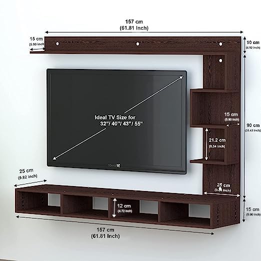 Image of Anikaa Kasey Engineered Wood Wall TV Unit LED Light Wall TV Stand Wall Mounted TV Unit for Living Room Home Office- (Wenge) (Ideal for 55 Inch)(D.I.Y)