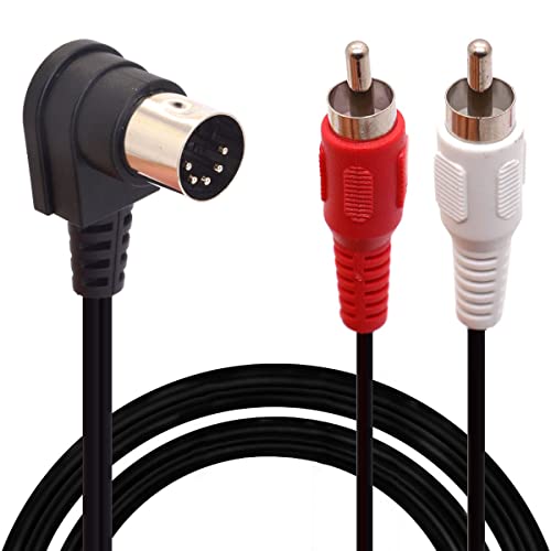 Câble DIN 5 broches vers RCA, prise DIN 5 broches à angle droit à 90 degrés mâle vers 2 RCA mâle Câble audio de qualité professionnelle pour Bang & Olufsen, Naim (1.5 Meter / 5 FT) Cover