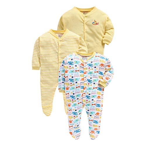 Image of Pooja Baby Rompers Sleepsuit Kid's Cotton All Over Print Night Suits Pack of 3