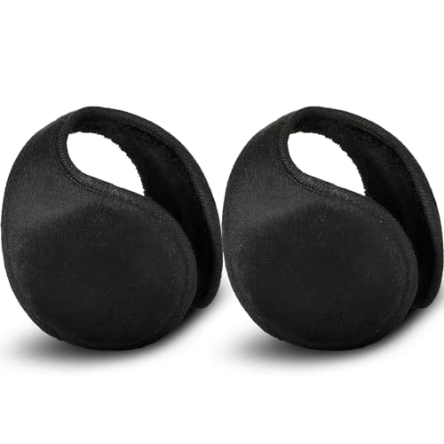 SATINIOR 2 Paquetes de Calentadores para Oídos Orejeras de Lana Negra Accesorios de Invierno para Hombres y Mujeres