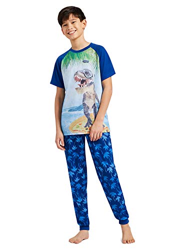 Boys 2-Piece Short Sleeve Pajama Set Kids Sleepwear PJs, Royal, XS