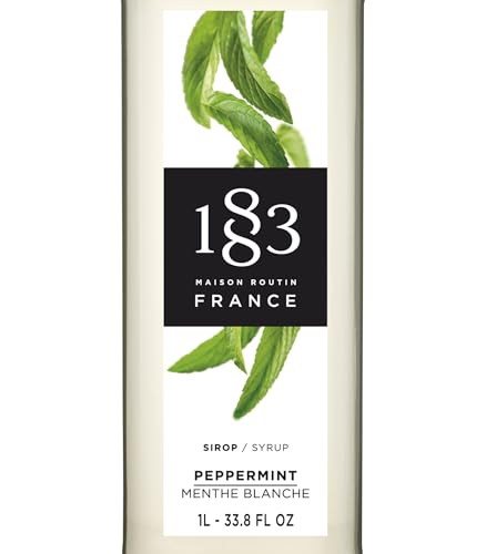 Image of 1883 Coffee Syrup, Peppermint Syrup for Drinks, Made in France, 1 Liter Plastic Bottle (Pack of 2)