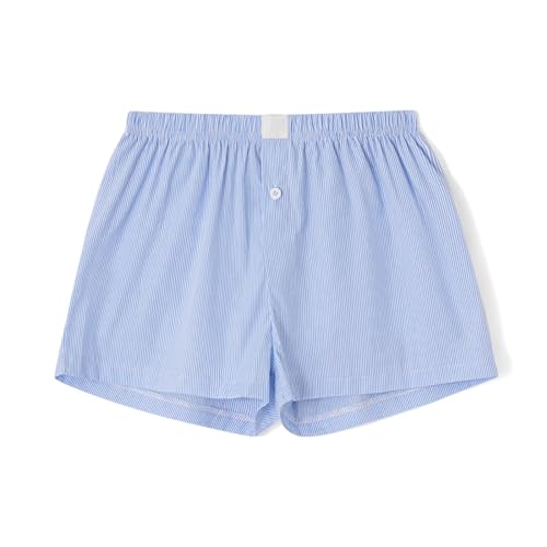 Image of Sumleno Womens Y2k Aesthetic Boxer Shorts Plaid Elastic Waist Lounge Pj Bottoms Summer Casual Gingham Pajamas Shorts