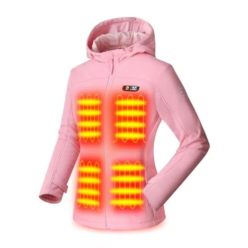 Women's Heated Jackets 5 Heat Zones Battery Pack Included, with Hand Warmer Pocket X-Large Rose Shadow
