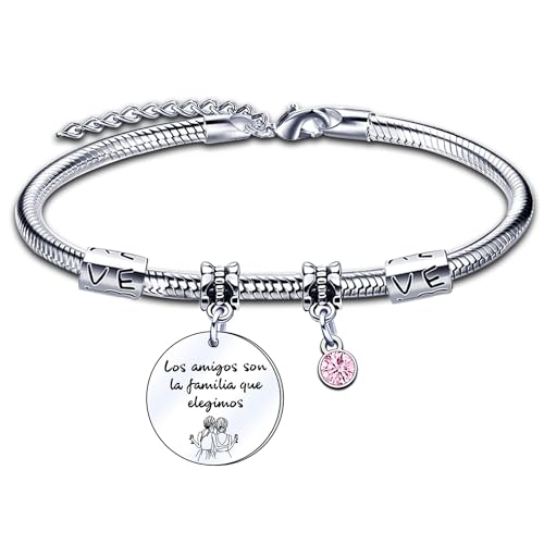 ZYMGUO Amistad Regalo Mejor Amiga Pulsera Joyería Familia Amistad Regalo para Tu Mejor Amiga Pulsera Acero Inoxidable Pulsera Regalos Mujer con la Letra (6)