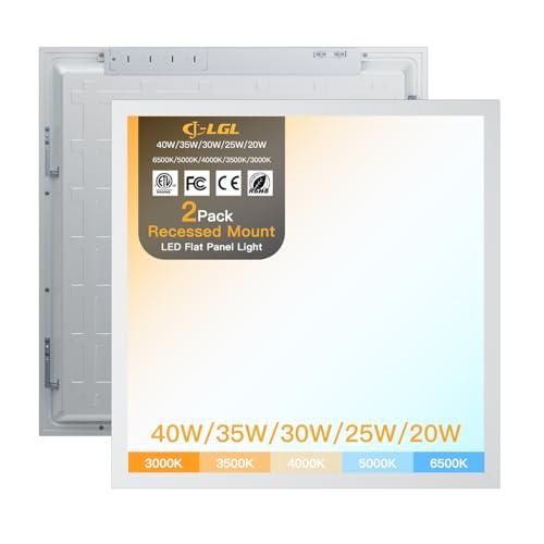 Image of 2x2 LED Flat Panel Light,Selectable 5CCT,0-10V Dimmable,5200LM,2Pack
