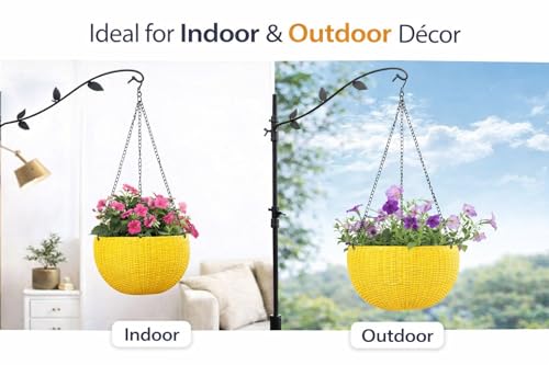 Image of Plastic Hanging Flower Pot and Flower Pot with Chain Plant Container Set, 6-inch, 6 Piece, Multicolour