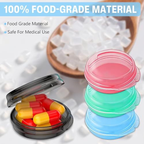 Image of HANNEA 4Pack Small Pill Box, Travel Pill Case Portable Daily Mini Medicine Case Holder for Pocket Purse Briefcase Travel Medicine Cod Liver Oil Storage Box