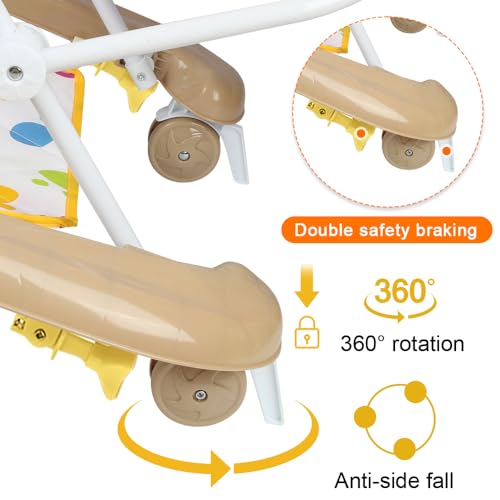 Andador bebés, Plegable, Juguetes Interactivos, centro de actividades plegable y regulable Con Música y Luces, Bandeja Extraíble,+6 Meses, Estable y Seguro, 62 * 68 * 36-81 cm - Caqui - imagen 4