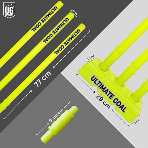 Image of UG Sports Strong Plastic Cricket Stumps Set with Base & Bails | Durable, Portable & Ideal Wickets for Practice, Match, and Training (Green)