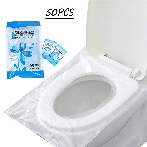 Cubiertas de asiento de inodoro desechables de 50 piezas ZYCC, Cubiertas de asiento de inodoro antibacterianas Cubiertas de asiento de inodoro portátiles, Tamaño de bolsillo envuelto individualmente