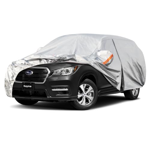 Image of Kayme 6 Layers SUV Car Cover Custom Fit for Subaru Ascent(2018-2025) Waterproof All Weather for Automobiles, Outdoor Full Cover Rain Sun UV Protection.Silver