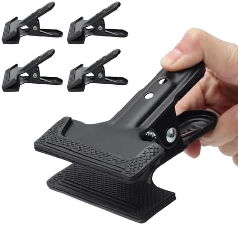 Spring Clamps Clips Heavy Duty, 4pcs Woodworking a Clip Large Black Metal Hinge Clip File Clamps Anti Slip Metal Wide Mouth Spring Clamps for Photo Studio Backdrops Background