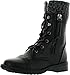 Kids Justina Leatherette Sweater Cuff Lace Up Zip Decor Mid Calf Ankle Combat Boots