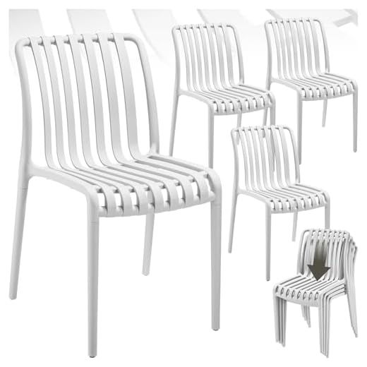 TecTake® Lot de 4 Chaise de Jardin Fauteuil Salon extérieur empilable, résistant aux intempéries, pour Salon de Jardin Exterieur, Meuble pour Amenagement Balcon Terrasse