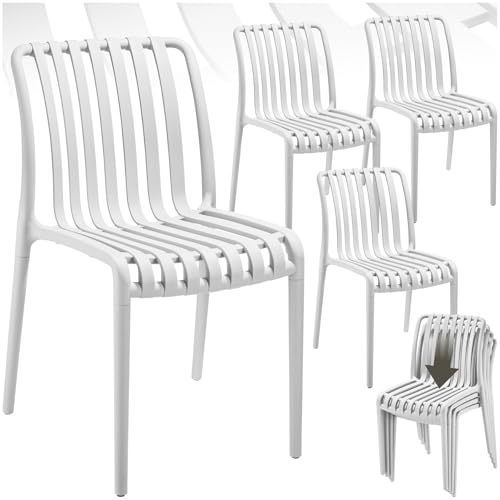 tectake® Lot de 4 Chaise de Jardin Fauteuil Salon extérieur empilable, résistant aux intempéries, pour Salon de Jardin Exterieur, Meuble pour Amenagement...