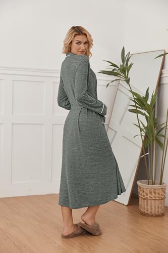 Image of Ekouaer Womens Robe Long Bathrobe Lightweight Soft Knit Kimono Robes Ladies Casual Sleepwear S-3XL