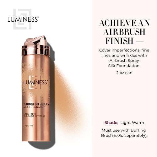 Luminess Silk Airbrush Spray Foundation - Full Coverage Foundation - Formula Hydrates & Moisturizes With Hyaluronic Acid, Aloe Vera & Hydrolyzed Silk (Shade - Light Warm) #TOP1