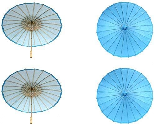 Koyal Wholesale 32-Inch Turquoise Paper Parasol In Bulk 48-Pack Oriental Umbrella for Wedding, Party Favors, Summer
