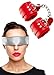 Zesterd Red Fluffy Handcuffs Satin Eye Mask Blindfold Set - Red Faux Leather Fluffy Handcuffs - Black Blindfold Satin Eye Mask - Adjustable Plush Fluffy Handcuffs Fluffy - Eye Satin Mask