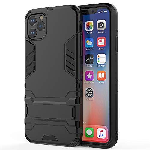 Coque pour iPhone 11 Pro Max, CHcase 2 en 1 Armour Style Robuste Hybrides Double Couche Armure Defender TPU + PC Hard Coques Case Cover avec Kickstand Support pour iPhone 11 Pro Max (6.5) -All Black