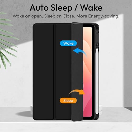 Image of Robustrion Cover Case for Samsung Galaxy Tab S11 11 inch Cover with [S-Pen Holder], Hybrid Flip Cover Case for Samsung S11 Tablet 11 inch with Transparent Back [Auto Sleep Wake] - Black