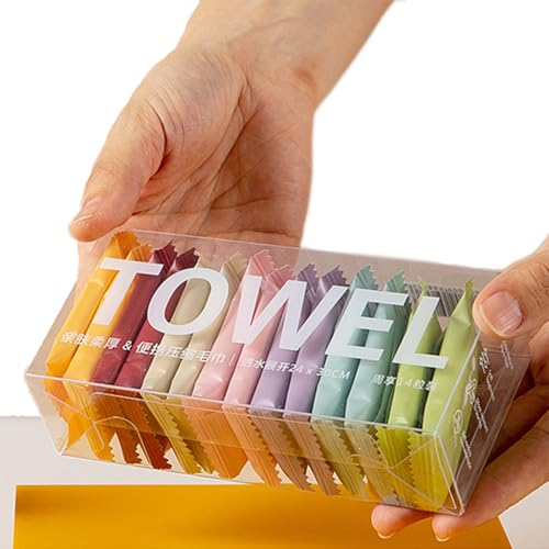 FIEIKBYY 28 Pack Compressed Towels, Disposable Camping Towels - Quick Dry, Compact, Reusable; Portable Travel Towels for Backpacking, Hiking, Gym, Emergency, Survival Kit (9
