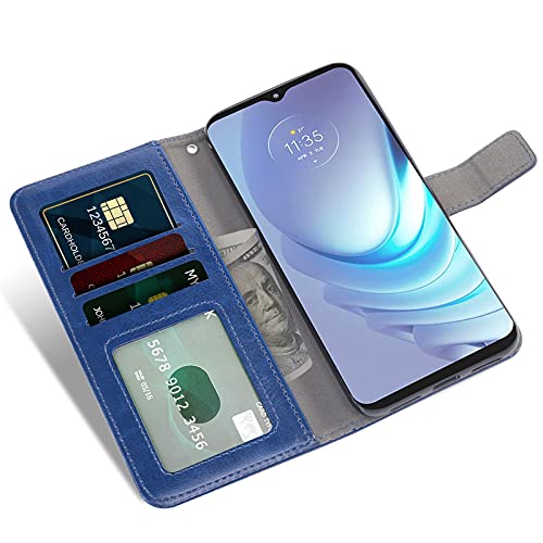 Étui portefeuille Motorola G50 avec verre trempé bleu par Asuwish - 2