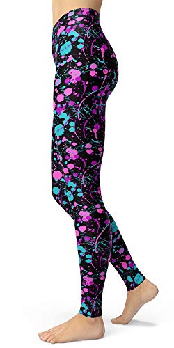 Image of sissycos Women's 80s Leggings Neon Artistic Splash Printed Buttery Soft Stretchy Pants