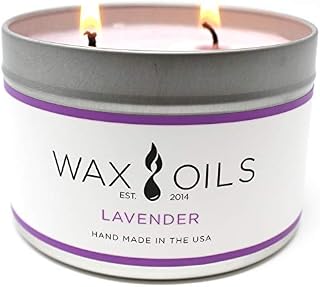 Wax and Oils Soy Wax Aromatherapy Scented Candles (Lavender) 16 ounces. Single