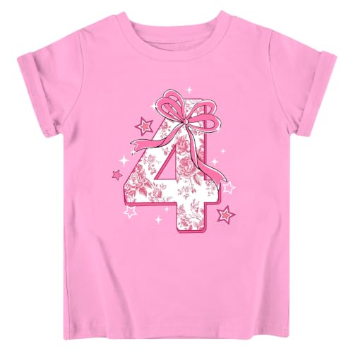 Image of Lovekider Girls Birthday T Shirts Cotton Short Sleeve T-Shirts Tee Party Clothing 3-6 Years