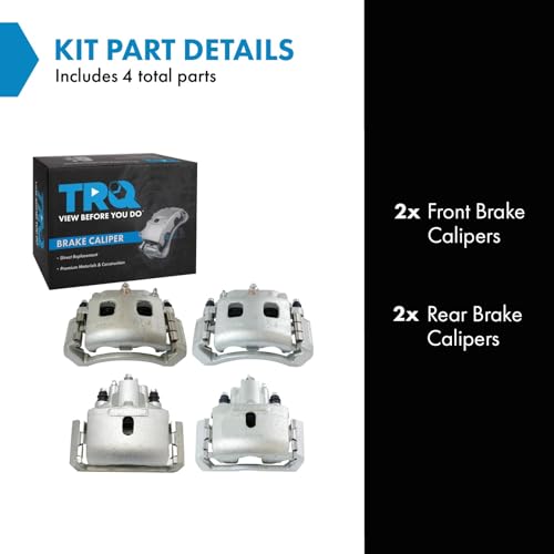 Image of TRQ Front and Rear Brake Caliper Set Zinc Coated Brackets Compatible with 2002-2005 Dodge Ram 1500 2004-2006 Dodge Durango