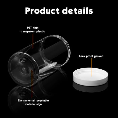 Image of Patelai 4 Pcs Plastic Jars Wide Mouth with Lids,12 Ounce,White | Travel Size for Creams Oils, Clear Round Storage Cosmetics Containers, Leak Proof Screw on Lids for Makeup Beauty DIY