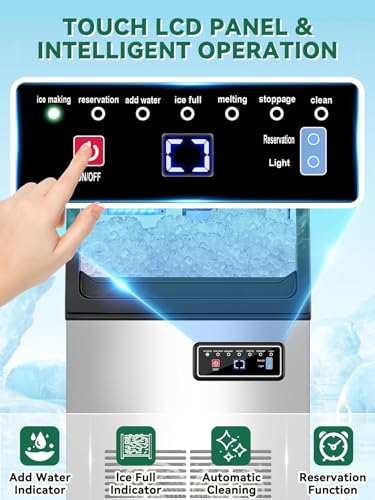 Image of Commercial Nugget Ice Maker Machine with 12Lbs Storage Bin, 70Lbs /24H Stainless Steel Undercounter /Freestanding Pellet Crushed Chewable Ice Maker with Self-Cleaning for Home, Party, Office