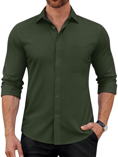 J.VER Hemd Herren Langarm Unifarben Business Casual Bügelfrei Stretchhemd | Für Büro Party Club Reisen Alltägliche, Elegant Modische Formell Lässig Männerhemd, Knitterfrei Atmungsa