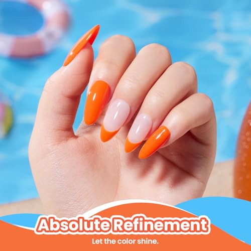 Image of beetles Orange Gel Polish - Citrus Pop Summer Voyage, 9ml Carly Coral Peach Bright Orange Color Summer Nails Soak Off UV LED Nail Lamp Gel Polish Nail Art DIY Manicure