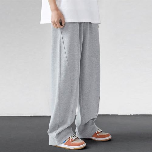 Men's Drawstring Elastic Waist Baggy Sweatpants Y2K Loose Wide Leg Long Pants with Pocket 2025 Trendy Clothes2