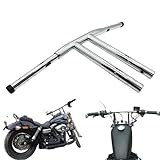 HTTMT HB017-I- 12' Rise T-Bars Handlebar Drag Bar Compatible with Harley 96-17 Sportster Dyna Softail Chrome