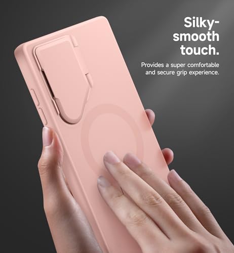 Image of SURITCH for Samsung Galaxy S24 Ultra Phone Case, Magnetic Protective Cover with Camera Cover & Adjustable Metal Kickstand for Galaxy S24 Ultra (2024)-Pink