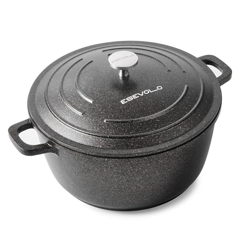 ESEVOLO Cocotte Fonte Induction 24cm Faitout Rond 4,5L en Fonte