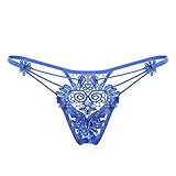 Spezielles Sexy Design.eat. Frauen schnüren Sich transparente reizvolle Schlüpfer-Hohle Stickerei-Versuchungs-Stickerei-Zapfen-reizvolle Schlüpfer Braut Unterwäsche Personalisiert (Dark Blue, One Size)