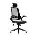 KADIRYA High Back Ergonomic Mesh Office Chair with Leather Seat,Flip-up Armrests,90°- 110° Tilt Lock,Adjustable Back Lumbar Support Computer Desk Task Executive Chair,Black (BIFMA Certified)