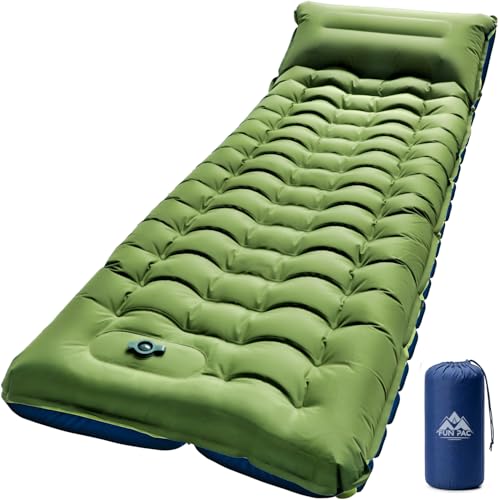 Image of FUN PAC Camping Sleeping Pad,Ultralight Camping Mattress with Pillow, Built-in Foot Pump Inflatable Sleeping Pad Compact for Camping,Backpacking, Hiking,Traveling