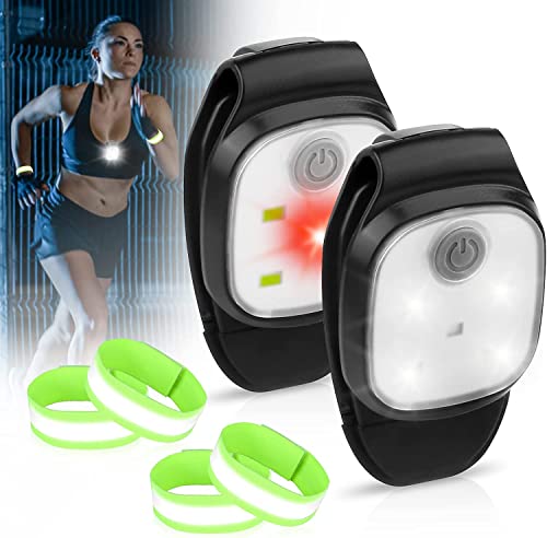 Vaileal - Lot de 2 lampes LED à clip + 4 bracelets réfléchissants - Lampe frontale LED rechargeable - Lampe frontale pour enfants - Étanche - Clip de sécurité - Pour jogging, camping, randonnée - -8%