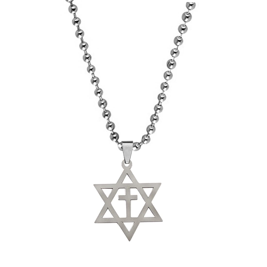 M Men Style Sterling Silver Star of David with Cross Messianic Pendant Judaic Roots Israel Jewelry Silver Stainless Steel Necklace Chain For Men And Women LC239 (B0C1C3CHKX) Amazon Price History, Amazon Price Tracker