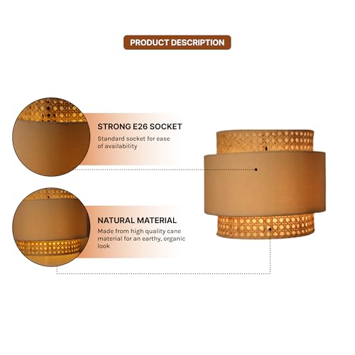 Image of Habere India-All the Cultures Fabricating India Wall Decor Lights | Night Lamp for Bedroom | Mount Lights | Bamboo Wall Lamp (L30 x H25 cm)