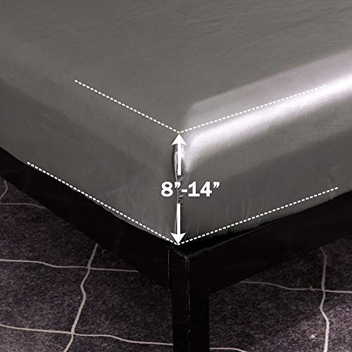 Sisher 5 Pcs Grey Silk Comforter Queen, Silver Bedding Set Soft, Luxury Satin Bed Sets Bed In A Bag(1 Comforter, 2 Pillowcases, 1 Flat Sheet, 1 Fitted Sheet) #TOP5