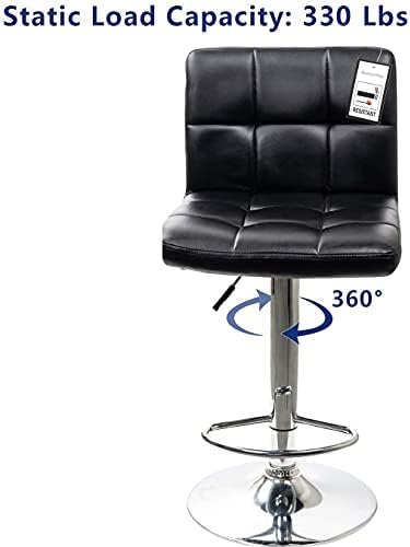 Display4top Bar Stools, with Chromed Framework, 360 Degree Rotary, Soft Padded Chairs,Set of 2 (Black)